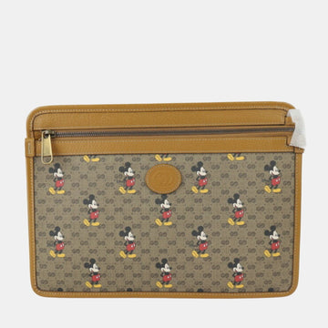 x Disney Brown GG Canvas and Leather Mickey Mouse Pouch