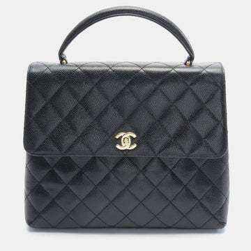 Black Leather Large Kelly Top Handle Bag