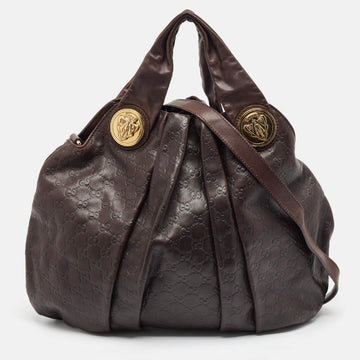 Dark Brown Guccissima Leather Large Hysteria Hobo
