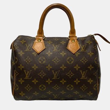 Brown Canvas Speedy 25 Satchel Bag