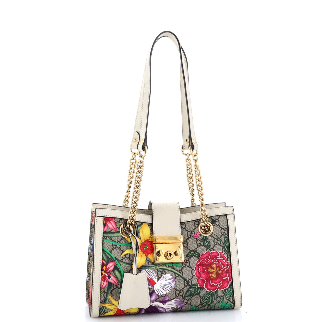 Padlock Chain Tote Flora VS Coated Canvas Small