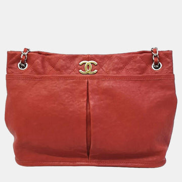 Red Leather Natural Beauty Tote Bag