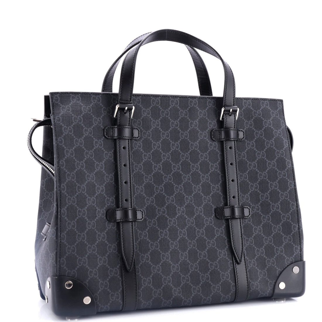Buckle Travel Tote VS Coated Canvas with Leather Large
