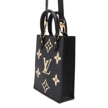 LOUIS VUITTON Petit Sac Plat Noir/Beige M81416 Bicolor Monogram Empreinte Leather