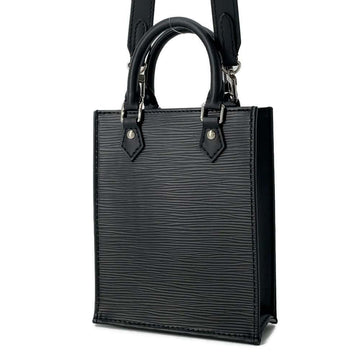 LOUIS VUITTON Petit Sac Plat Noir M69441 Epi Leather