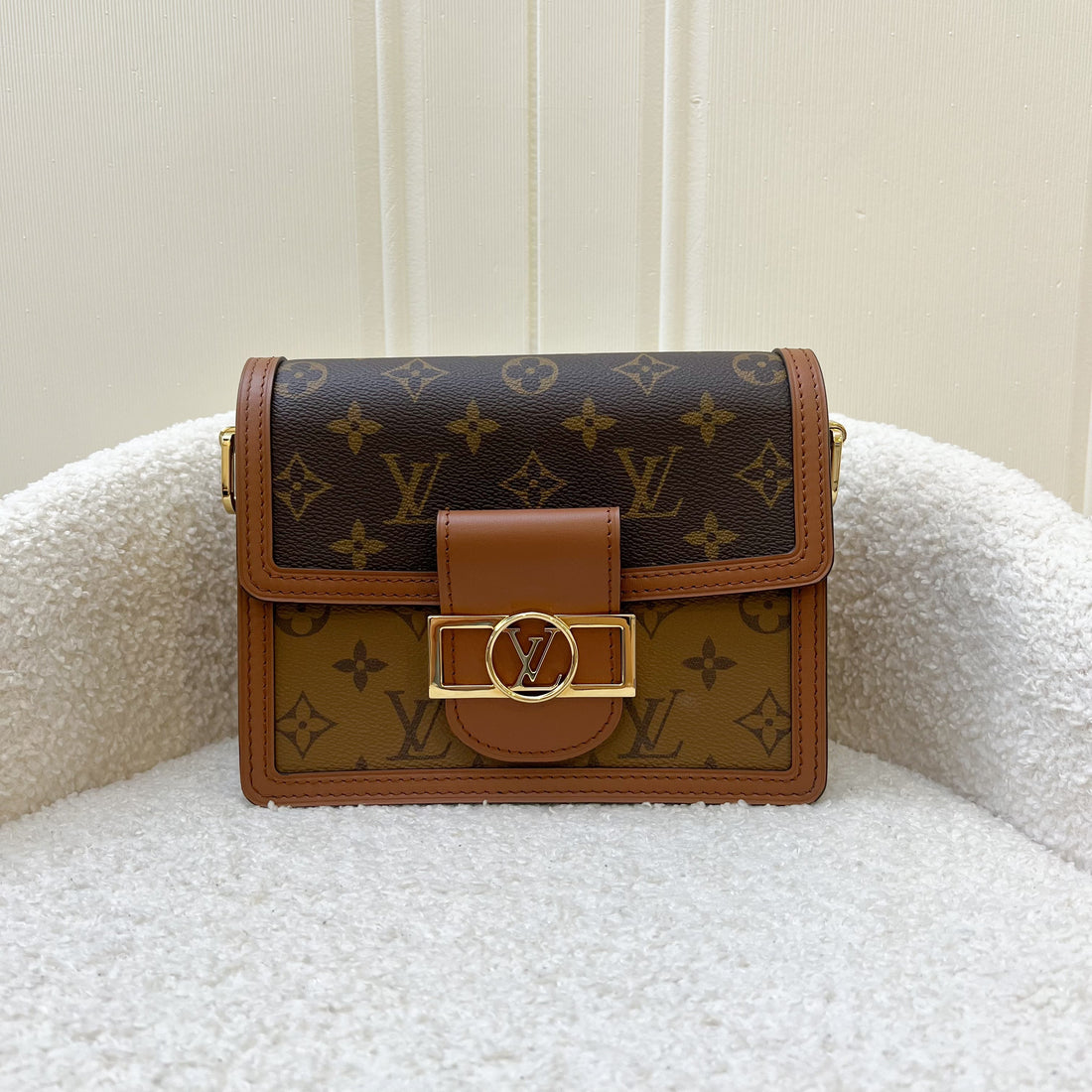 LV Mini Dauphine in Reverse Monogram, Monogram Canvas and GHW