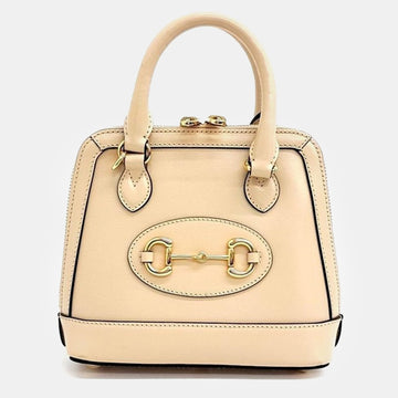 White Leather Horsebit 1955 Mini Top Handle Bag