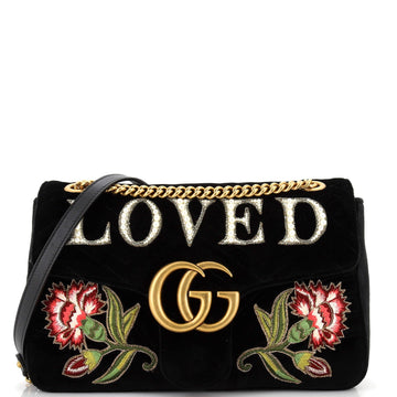 VS Marmont Flap Bag Embroidered Matelasse Velvet Medium