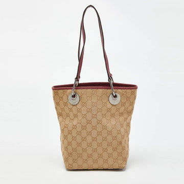 Gucci /red VS Canvas And Leather Open Tote