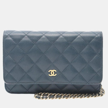 Blue Caviar Skin Matelasse Shoulder Bag