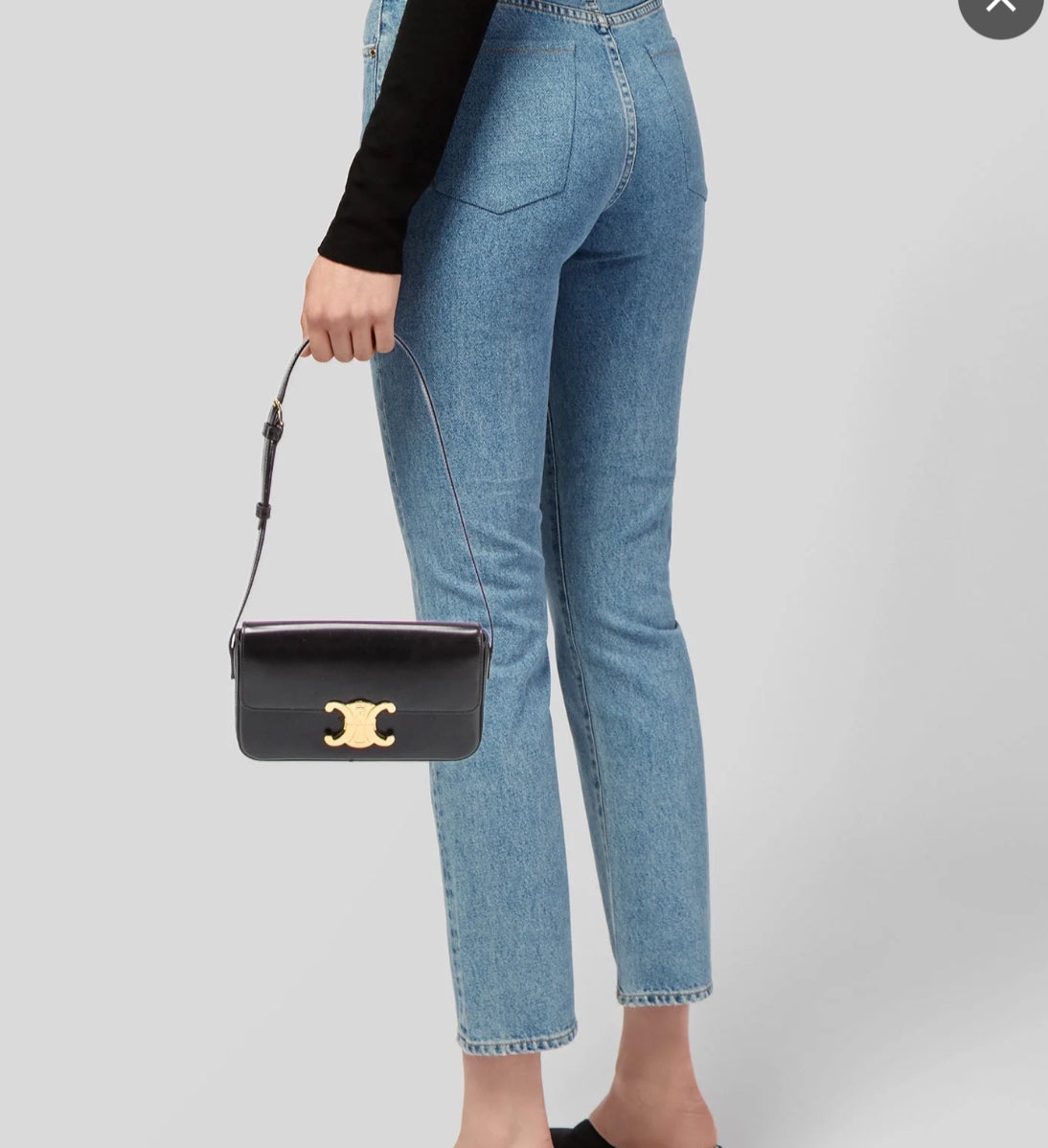 CELINE Black Shiny Calfskin Claude Triomphe Shoulder Bag