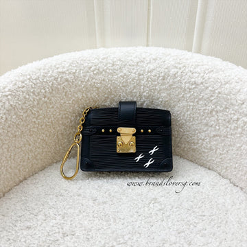 LV Trunk Multicartes Card Holder with Key Ring in Black Epi Leather and GHW