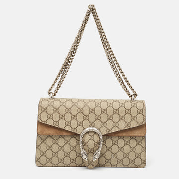 Beige GG Supreme Canvas and Suede Small Dionysus Shoulder Bag