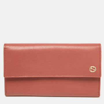 Brown Brick Leather Interlocking G Continental Wallet