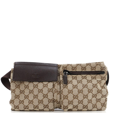 GUCCI Vintage Double Belt Bag GG Canvas