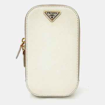 White Saffiano Leather Mini Crossbody Bag