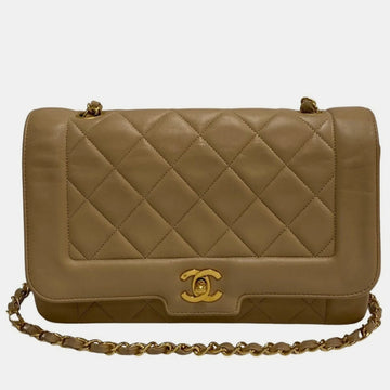 Beige Leather Vintage Diana Shoulder Bag