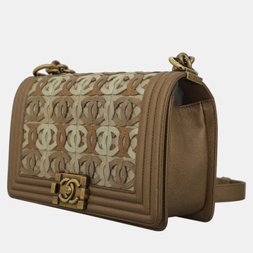 Multicolor Metallic Leather Medium CC Cut Out Boy Bag