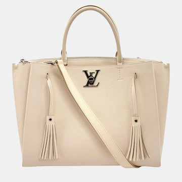 Neutrals Taurillon Leather LockMeTo Top Handle Bags