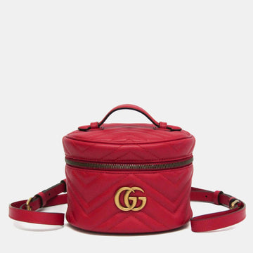 Red Leather Mini GG Marmont Matelasse Backpack