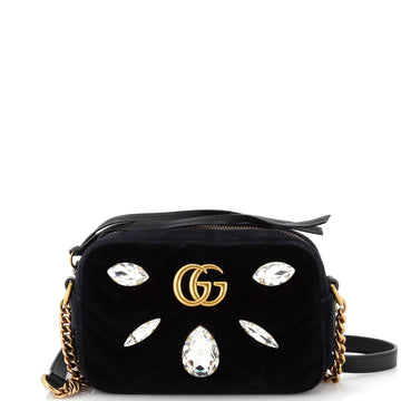 VS Marmont Shoulder Bag Crystal Embellished Matelasse Velvet Mini