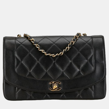 Black Leather Vintage Diana Shoulder Bag