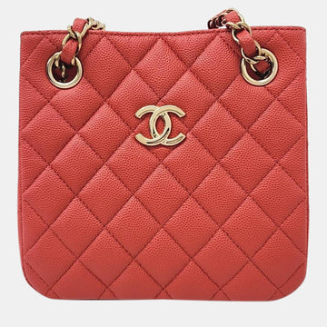 Red Caviar Leather Classic Mini Bucket Bag