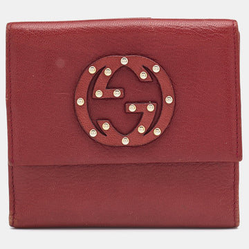 Burgundy Leather GG Interlocking French Wallet
