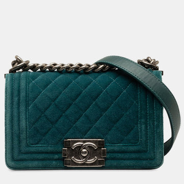 Green Suede Small Boy Flap Bag