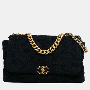 Navy Blue Maxi Tweed 19 Flap