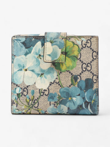 Gucci Monogram Blooms French Flap Wallet CS Supreme / Blue Coated Canvas