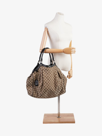Gucci Sukey Large Beige And Ebony CS Supreme Canvas