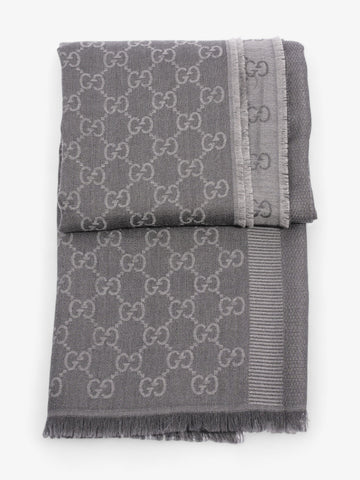 Gucci CS Logo Scarf Grey Wool 70 x 195cm