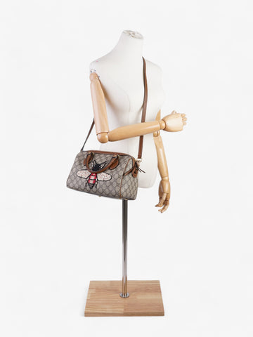 Gucci Boston Bee Bag CS Supreme / Brown Coated Canvas Small