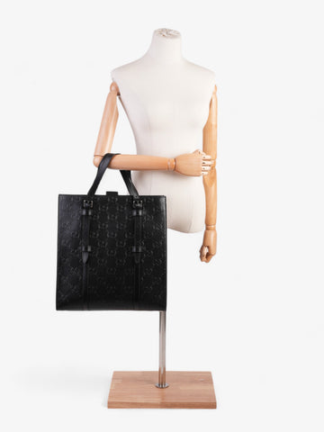 Gucci CS Tote Bag Black Embossed Leather Medium