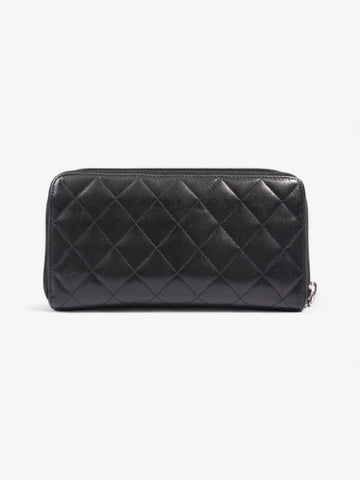 Chanel CC Cambon Long Zipper Bifold Wallet Black Leather