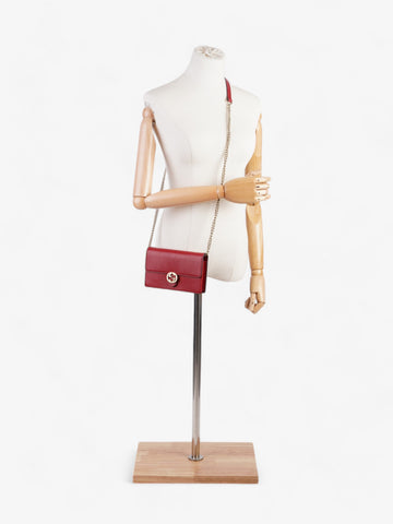 Gucci Interlocking G Leather Chain Wallet Red Leather