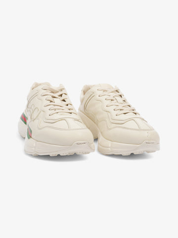 Gucci Rhyton Logo-Print Off White / Green / Red Leather EU 41 UK 7