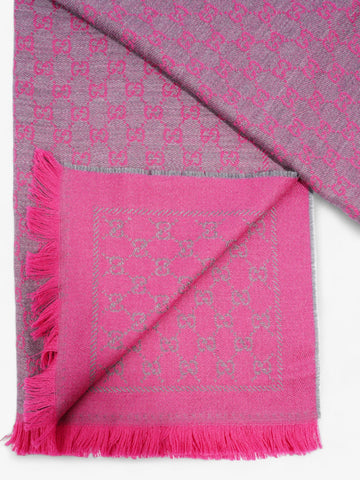 Gucci CS Fringe Scarf CS Pink / Grey Wool