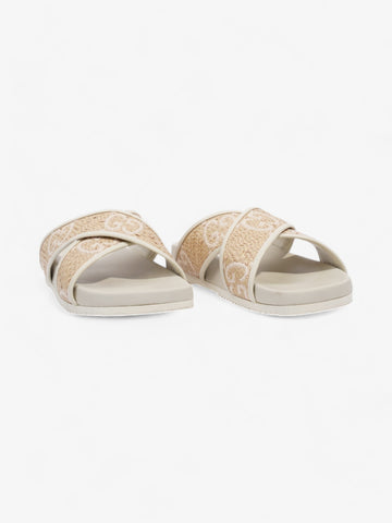 Gucci CS Crossover Sandals White / Natural / Baby Pink Raffia EU 39 UK 6