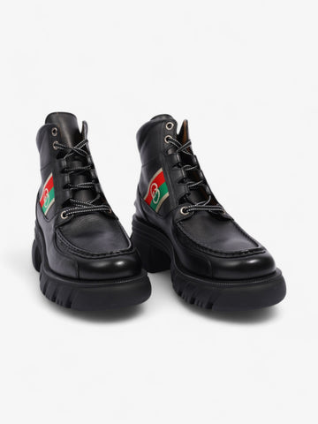 Gucci Interlocking CS Ankle Boots 65 Black / Red / Green Leather EU 42 UK 9