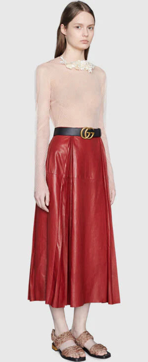 Gucci VS 2015 Re edition Marmont Black Wide Leather Belt with Gold Buckle