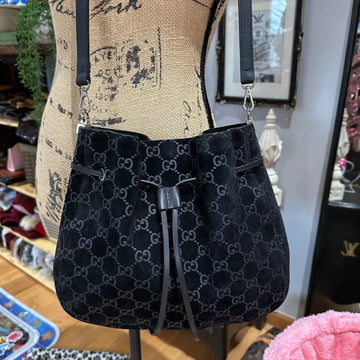 The Peacock Crossbody -CS Suede GG in Black