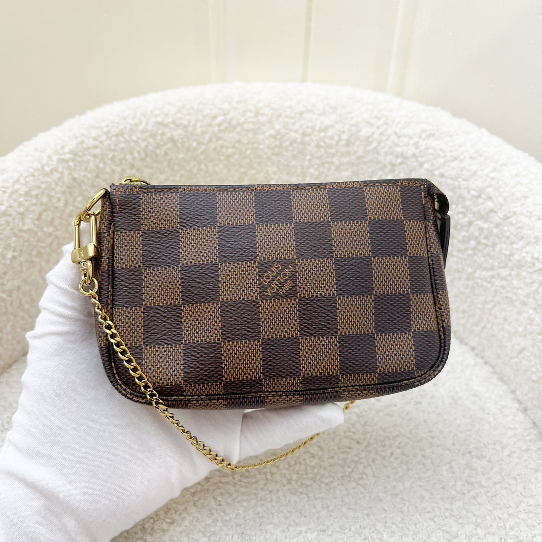 LV Mini Pochette Accessoires in Damier Ebene Canvas GHW