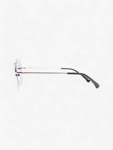 Chanel Round Sunglasses Silver Acetate 140mm