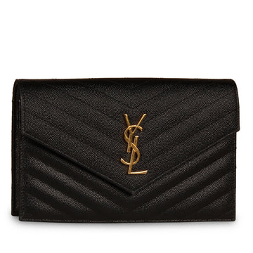 Saint Laurent Black Envelope Wallet on Chain