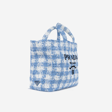 Large Check Crochet Tote Bag