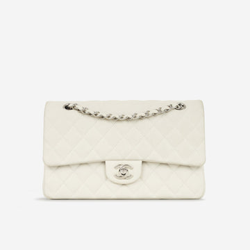 Chanel - Medium Classic Flap - Off-White Matte Quilted Caviar SHW - 2013 -