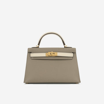 Hermès HSS Mini Kelly Gris Asphalt / Craie Epsom GHW (NWT)