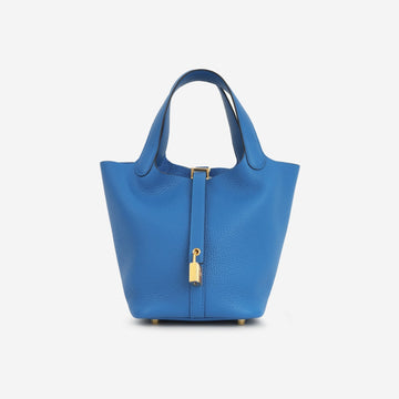 Hermès - Picotin 18 - Bleu Zellige Clemence GHW - 2024 - Brand New